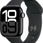 Apple Watch Series 10 Cellular Aluminium 42mm Αδιάβροχο με eSIM και Παλμογράφο (Jet Black Aluminium Case with Sport Band S/M)