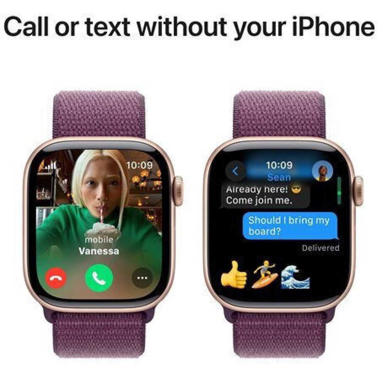 Apple Watch Series 10 Cellular Aluminium 42mm Αδιάβροχο με eSIM και Παλμογράφο (Rose Gold με Plum Sport Loop)