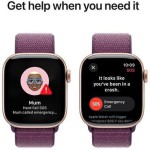 Apple Watch Series 10 Cellular Aluminium 42mm Αδιάβροχο με eSIM και Παλμογράφο (Rose Gold με Plum Sport Loop)