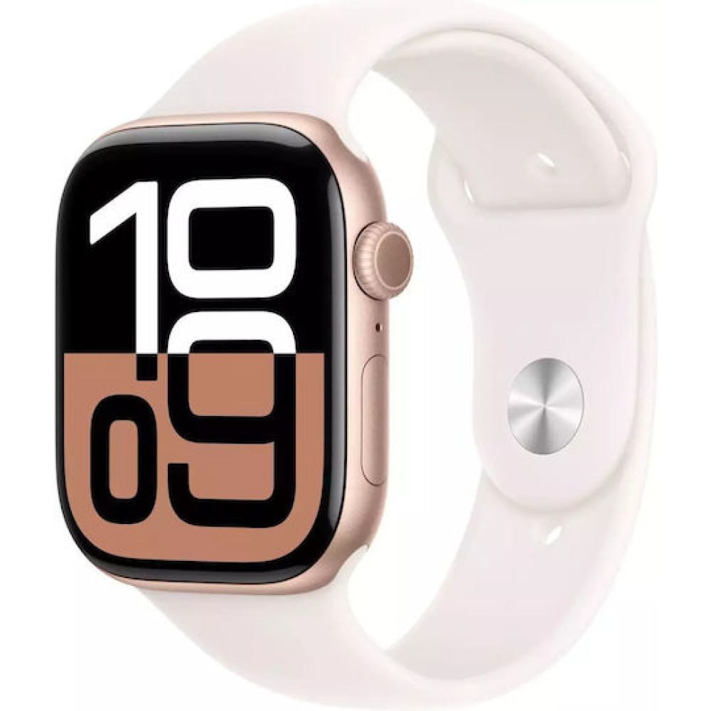 Apple Watch Series 10 Cellular Aluminium 46mm Αδιάβροχο με eSIM και Παλμογράφο (Rose Gold με Light Blush Sport Band - M/L)