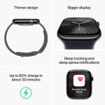 Apple Watch Series 10 Cellular Aluminium 46mm Αδιάβροχο με eSIM και Παλμογράφο (Sport Band Jet Black/Ink)