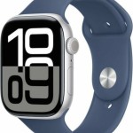 Apple Watch Series 10 Cellular Aluminium 46mm Αδιάβροχο με eSIM και Παλμογράφο (Sport Blue Denim S/M)