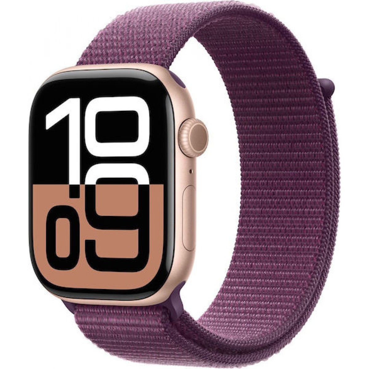 Apple Watch Series 10 Cellular Aluminium 46mm Αδιάβροχο με eSIM και Παλμογράφο (Rose Gold / Plum Sport Loop)
