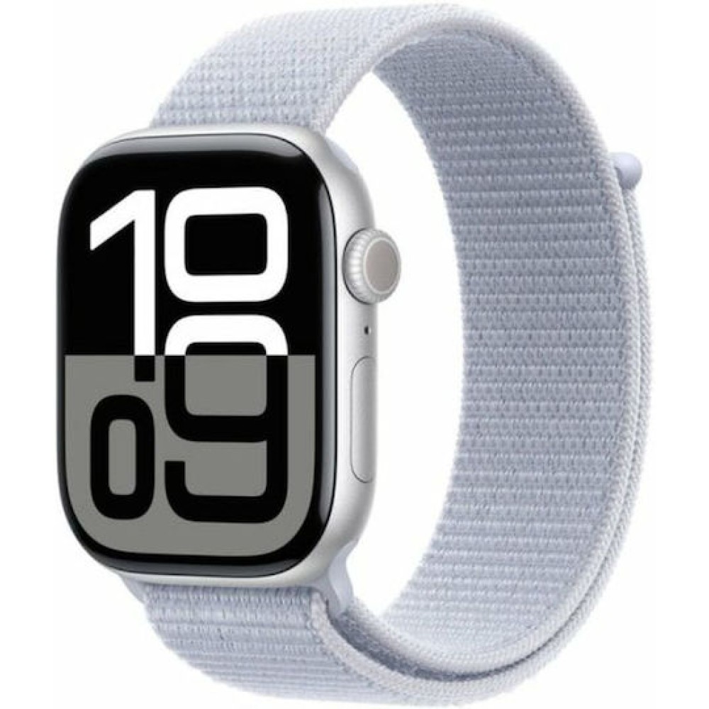 Apple Watch Series 10 Cellular Aluminium 46mm Αδιάβροχο με eSIM και Παλμογράφο (Silver Aluminium / Blue Cloud)