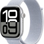 Apple Watch Series 10 Cellular Aluminium 46mm Αδιάβροχο με eSIM και Παλμογράφο (Silver Aluminium / Blue Cloud)