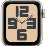 Apple Watch SE 2024 Cellular Aluminium 40mm Αδιάβροχο με eSIM και Παλμογράφο (Starlight με Starlight Sport Band (S/M))
