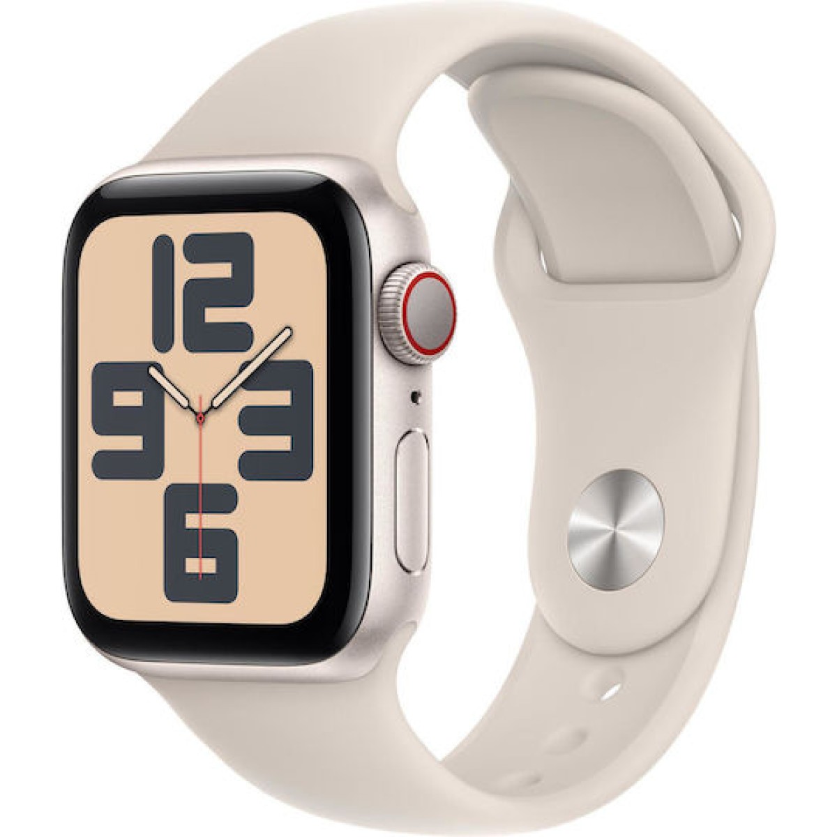 Apple Watch SE 2024 Cellular Aluminium 40mm Αδιάβροχο με eSIM και Παλμογράφο (Starlight με Starlight Sport Band (M/L))