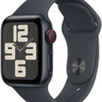 Apple Watch SE 2024 Cellular Aluminium 40mm Αδιάβροχο με eSIM και Παλμογράφο (Midnight Sport Band)