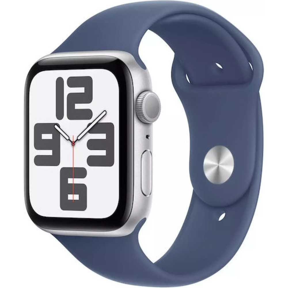 Apple Watch SE 2024 Cellular Aluminium 40mm Αδιάβροχο με eSIM και Παλμογράφο (Silver με Denim Sport Band (M/L))