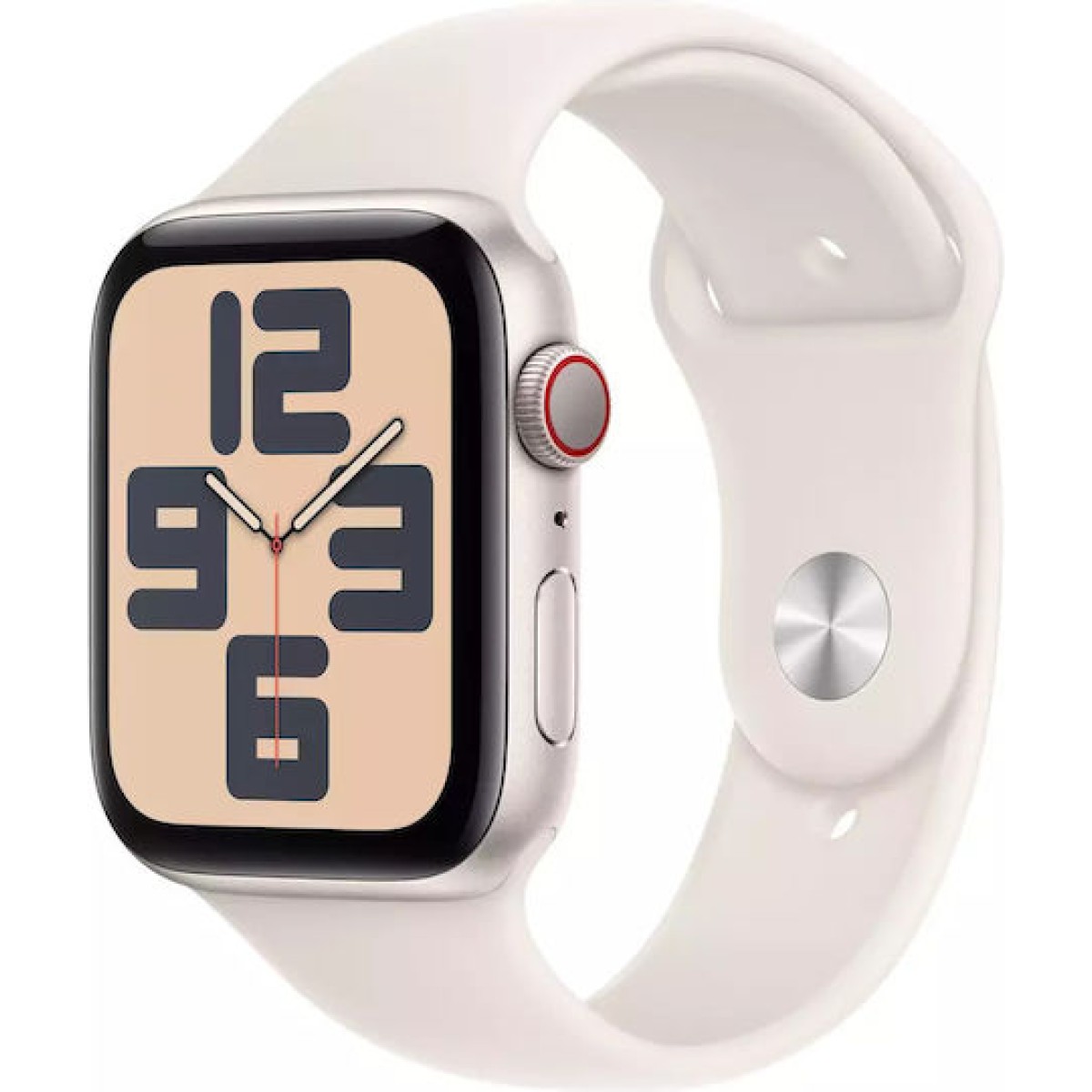 Apple Watch SE 2024 Cellular Aluminium 44mm Αδιάβροχο με eSIM και Παλμογράφο (Starlight με Starlight Sport Band (M/L))