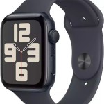 Apple Watch SE 2024 Cellular Aluminium 44mm Αδιάβροχο με eSIM και Παλμογράφο (Midnight με Midnight Sport Band (S/M))