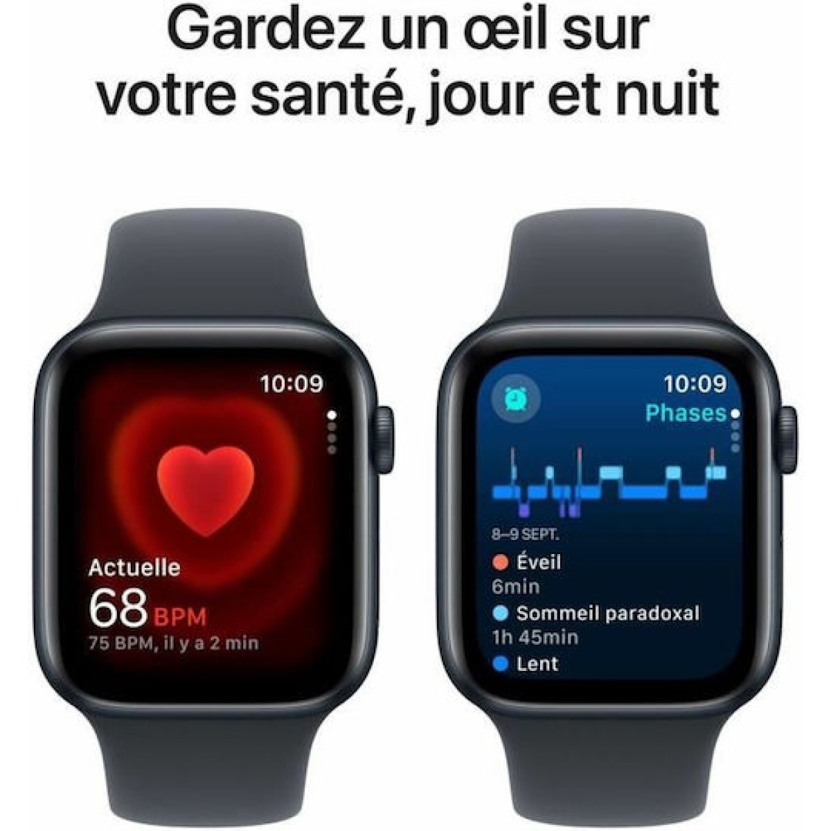 Apple Watch SE 2024 Cellular Aluminium 44mm Αδιάβροχο με eSIM και Παλμογράφο (Midnight Sport Band (M/L))