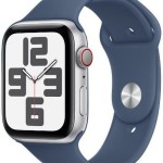 Apple Watch SE 2024 Cellular Aluminium 44mm Αδιάβροχο με eSIM και Παλμογράφο (Silver με Denim Sport Band (M/L))