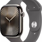 Apple Watch Series 10 Cellular Titanium 42mm Αδιάβροχο με eSIM και Παλμογράφο (Natural Titanium Case With Stone Grey Sport Band)