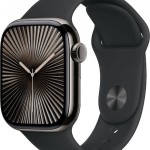 Apple Watch Series 10 Cellular Titanium 42mm Αδιάβροχο με eSIM και Παλμογράφο (Slate with Black Sport Band)