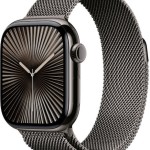 Apple Watch Series 10 Cellular Titanium 42mm Αδιάβροχο με eSIM και Παλμογράφο (Gold - Milanese Loop Natural)
