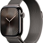 Apple Watch Series 10 Cellular Titanium 42mm Αδιάβροχο με eSIM και Παλμογράφο (Slate Titanium με Slate Milanese Loop)
