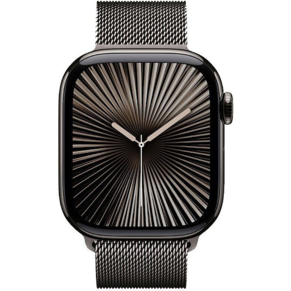 Apple Watch Series 10 Cellular Titanium 42mm Αδιάβροχο με eSIM και Παλμογράφο (Slate Titanium με Slate Milanese Loop)