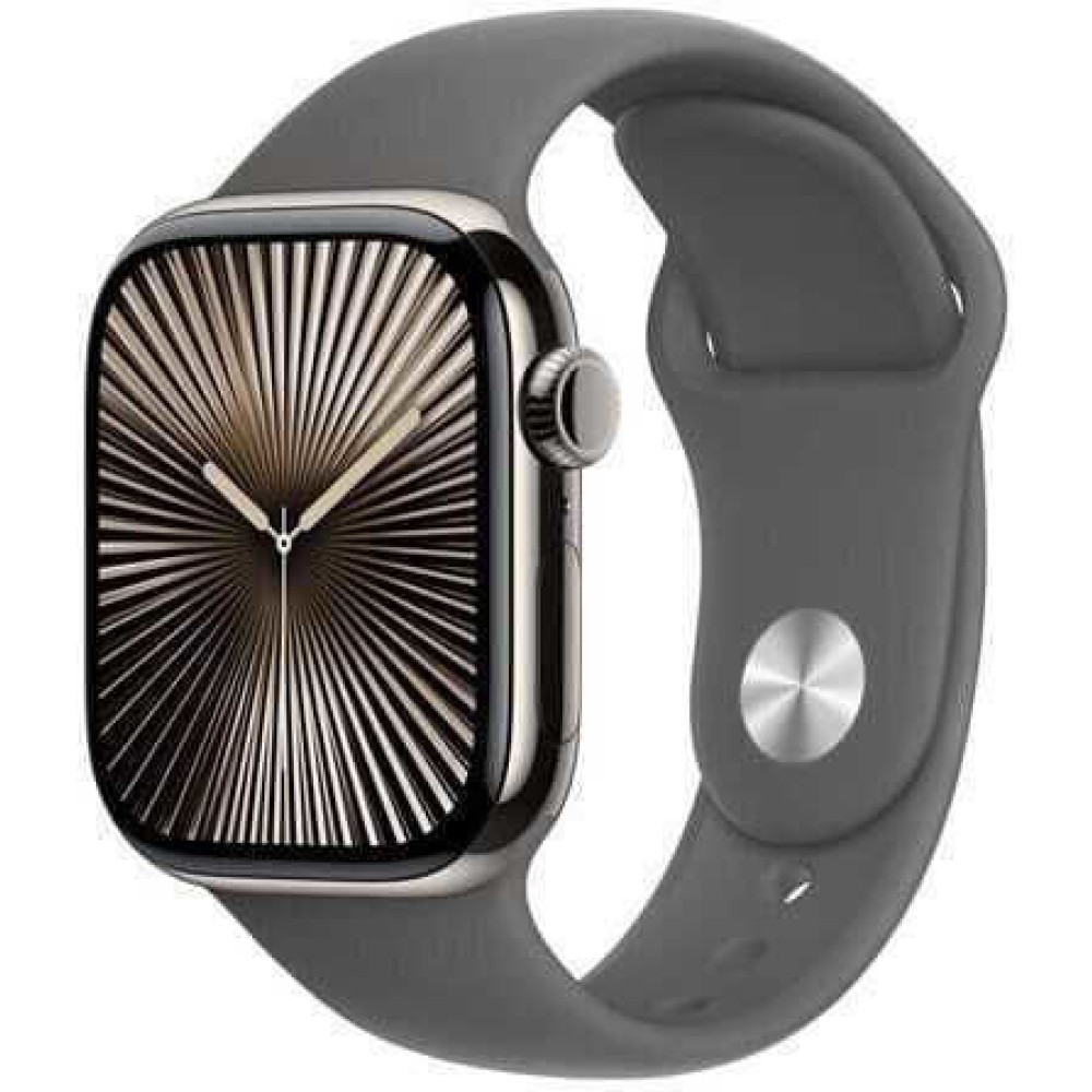 Apple Watch Series 10 Cellular Titanium 46mm Αδιάβροχο με eSIM και Παλμογράφο (Stone Grey Sport Band)