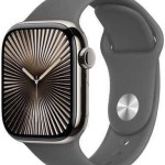 Apple Watch Series 10 Cellular Titanium 46mm Αδιάβροχο με eSIM και Παλμογράφο (Stone Grey Sport Band)