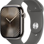 Apple Watch Series 10 Cellular Titanium 46mm Αδιάβροχο με eSIM και Παλμογράφο (Natural - Stone Grey Sport Band - S/M)