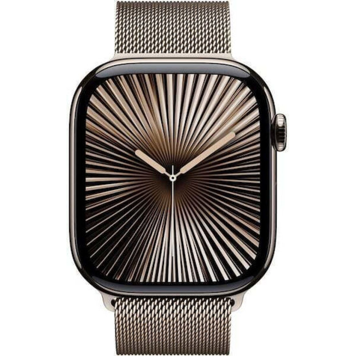 Apple Watch Series 10 Cellular Titanium 46mm Αδιάβροχο με eSIM και Παλμογράφο (Gold - Milanese Loop Natural S/M)