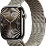 Apple Watch Series 10 Cellular Titanium 46mm Αδιάβροχο με eSIM και Παλμογράφο (Natural Titanum with Milanese Loop Natural (M/L))