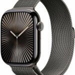 Apple Watch Series 10 Cellular Titanium 46mm Αδιάβροχο με eSIM και Παλμογράφο (Slate - Milanese Loop Slate M/L)