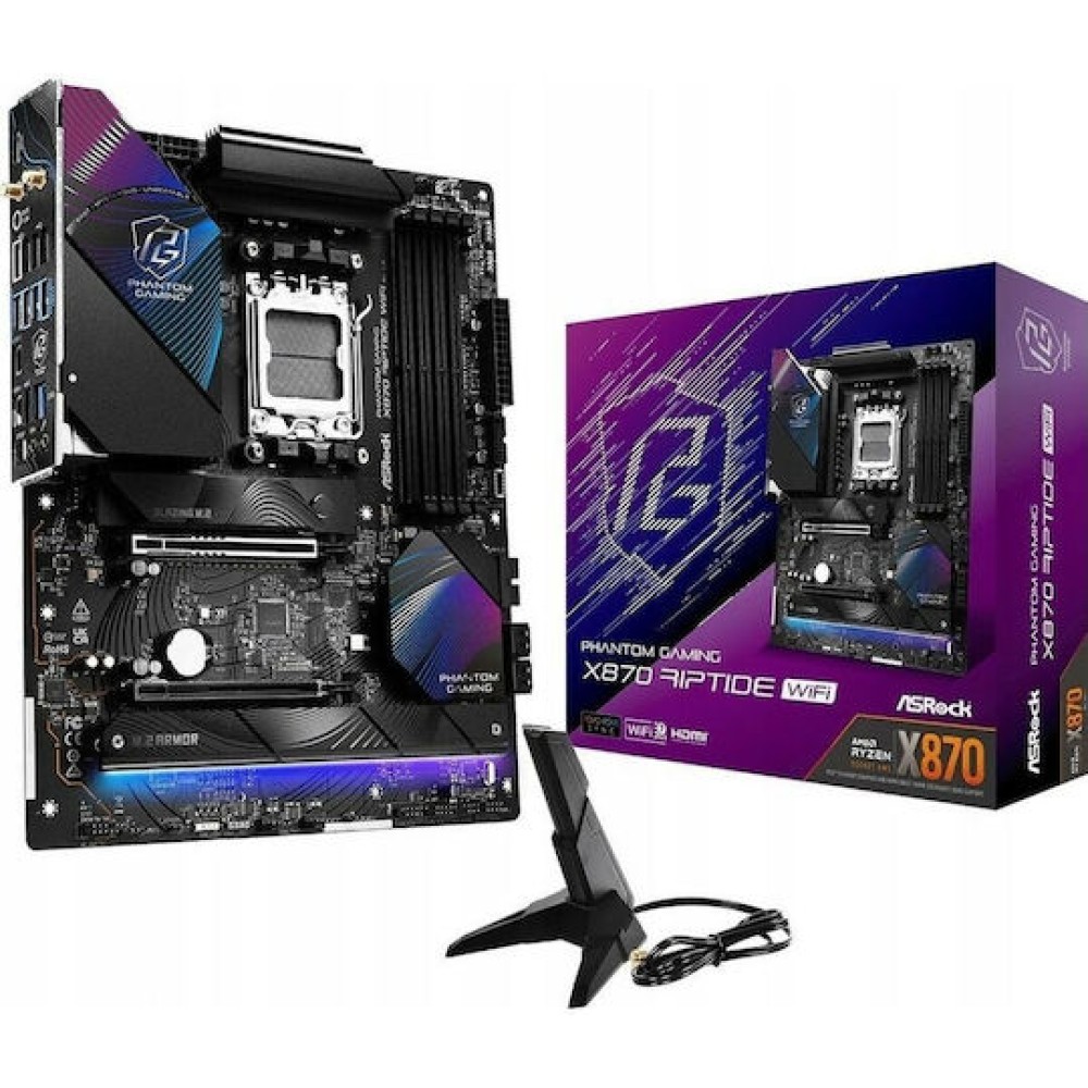 ASRock X870 Phantom Gaming Riptide WiFi Motherboard ATX με AMD AM5 Socket 90-MXBPP0-A0UAYZ