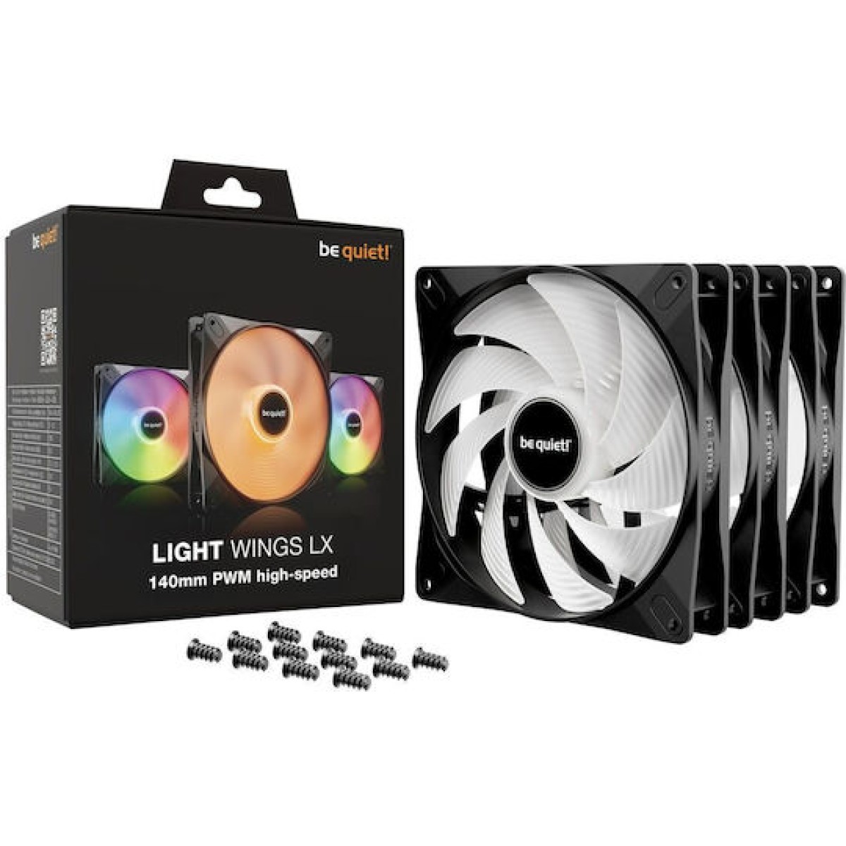 Be Quiet Light Wings LX HS Case Fan 140mm με ARGB Φωτισμό και Σύνδεση 3-Pin / 4-Pin PWM 3τμχ