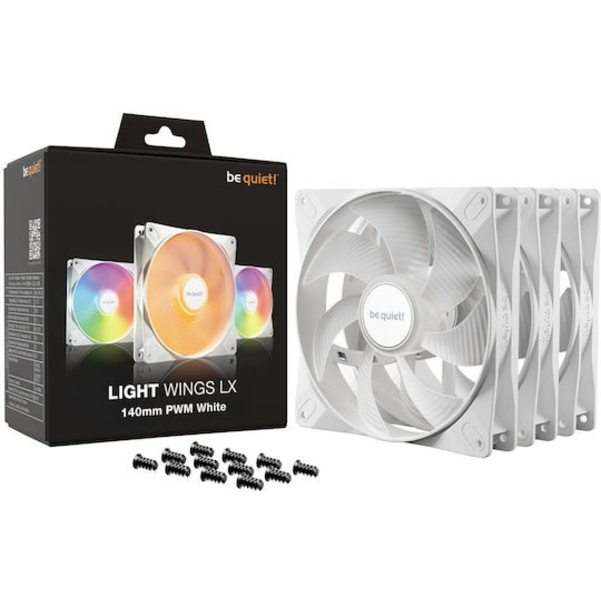 Be Quiet Light Wings LX Case Fan 140mm με ARGB Φωτισμό και Σύνδεση 3-Pin / 4-Pin PWM 3τμχ Λευκό