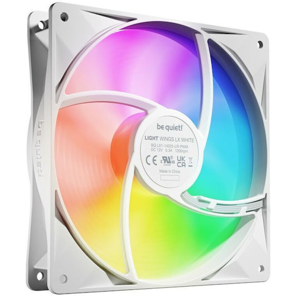 Be Quiet Light Wings LX Case Fan 140mm με ARGB Φωτισμό και Σύνδεση 3-Pin / 4-Pin PWM 3τμχ Λευκό