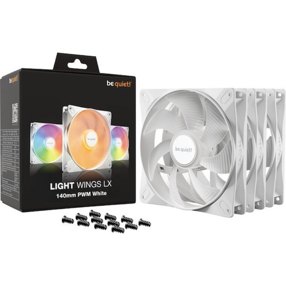 Be Quiet Light Wings LX Case Fan 140mm με ARGB Φωτισμό και Σύνδεση 3-Pin / 4-Pin PWM 3τμχ Λευκό