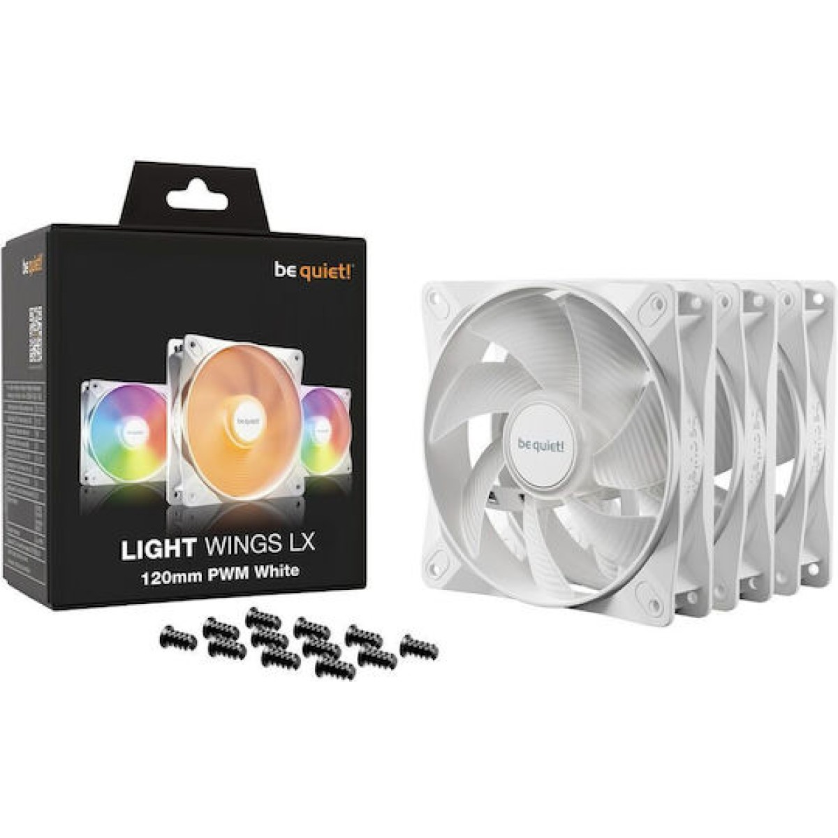 Be Quiet Light Wings LX Case Fan 120mm με ARGB Φωτισμό και Σύνδεση 3-Pin / 4-Pin PWM 3τμχ Λευκό