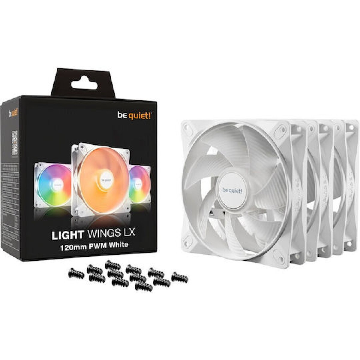 Be Quiet Light Wings LX Case Fan 120mm με ARGB Φωτισμό και Σύνδεση 3-Pin / 4-Pin PWM 3τμχ Λευκό