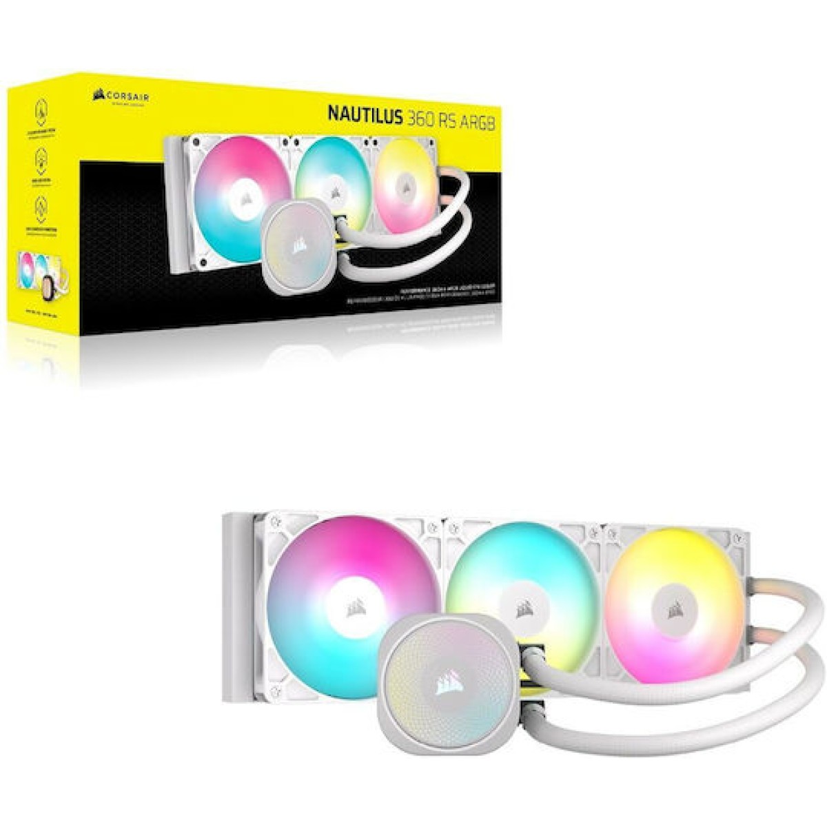 Corsair Nautilus 360 RS Υδρόψυξη Επεξεργαστή Τριπλού Ανεμιστήρα 120mm για Socket AM4/AM5/1700 με ARGB Φωτισμό Λευκή