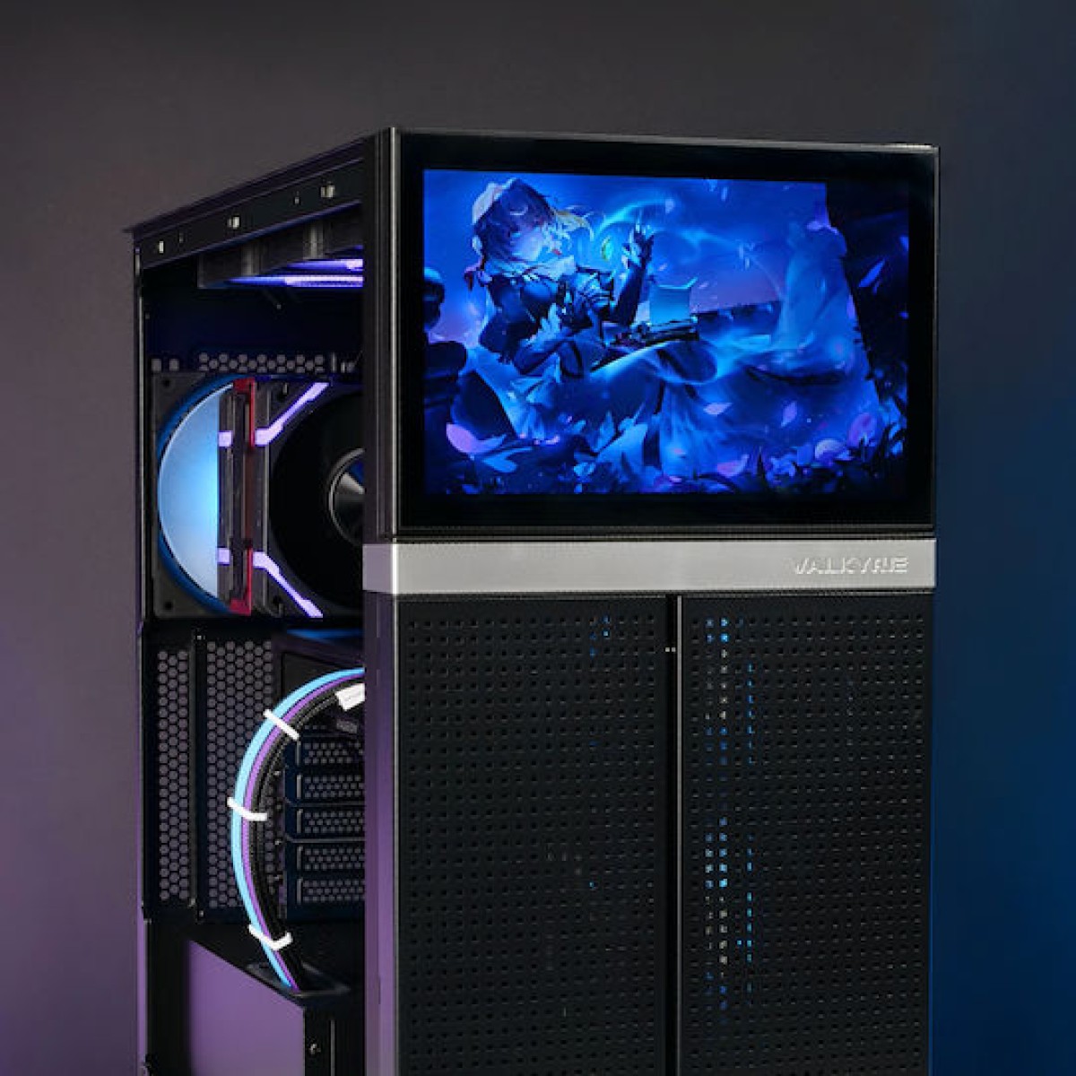 Valkyrie VK02 LCD Gaming Midi Tower Κουτί Υπολογιστή με Πλαϊνό Παράθυρο Μαύρο