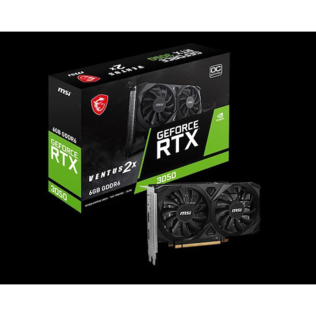 MSI GeForce RTX 3050 6GB GDDR6 Ventus 2X E 6G OC Κάρτα Γραφικών