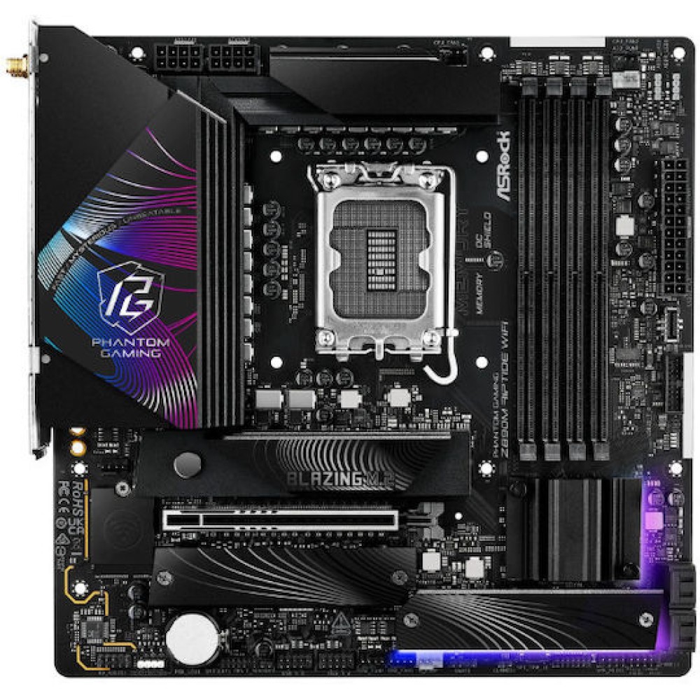 ASRock Phantom Gaming Z890M Riptide WiFi Motherboard Micro ATX με Intel 1851 Socket 90-MXBPK0-A0UAYZ