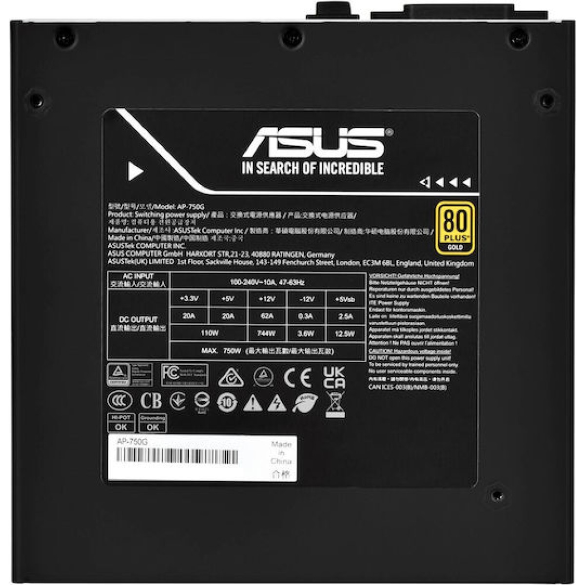 Asus Prime 750W Λευκό Τροφοδοτικό Υπολογιστή Full Modular 80 Plus Gold