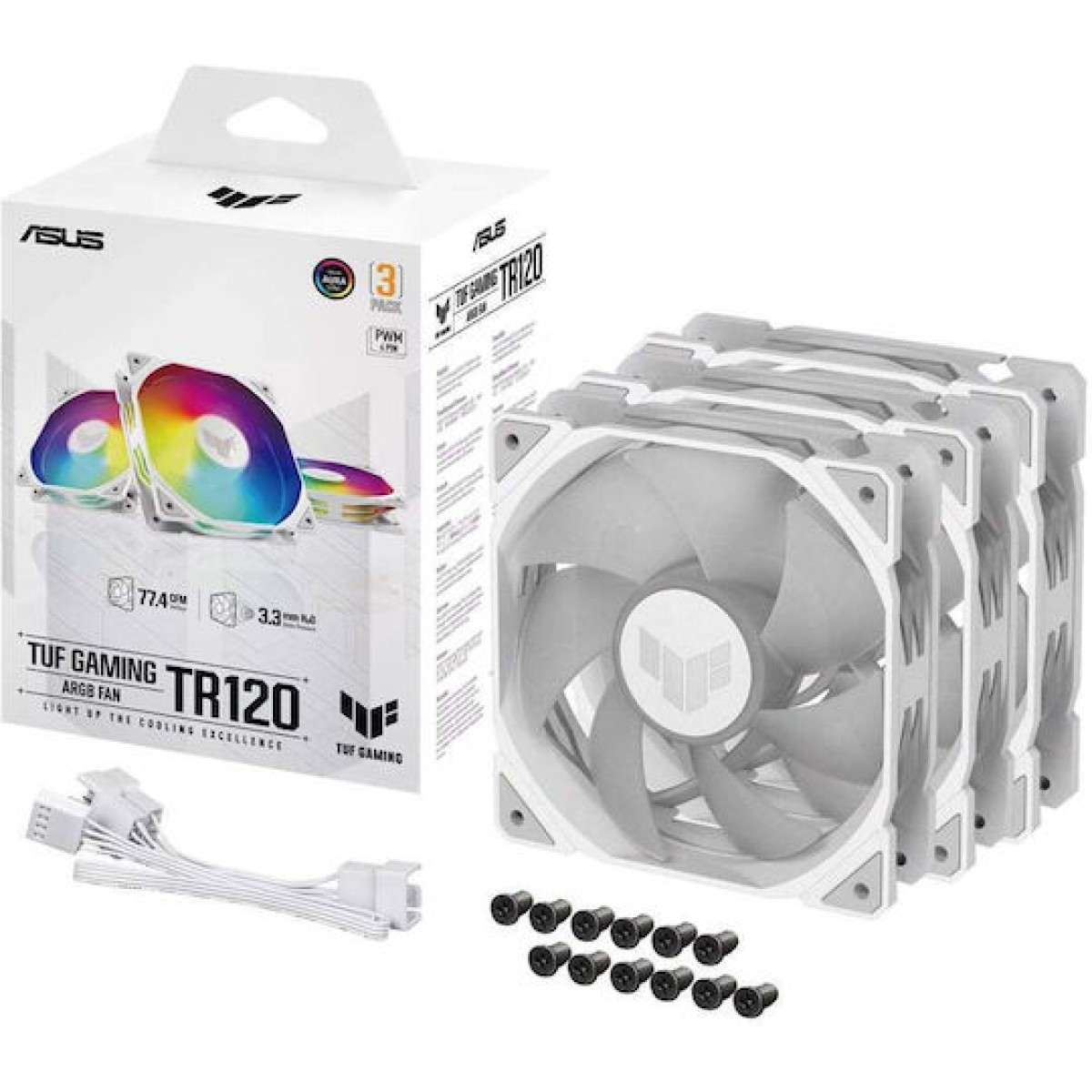 Asus TUF Gaming TR120 ARGB Case Fan με Σύνδεση 4-Pin PWM 3τμχ Λευκό