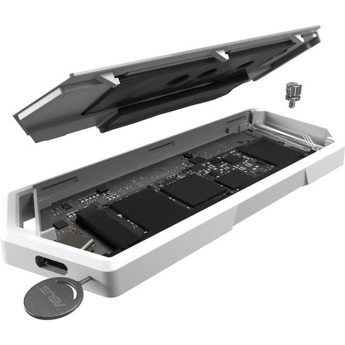Asus Rog Strix Arion Θήκη για Σκληρό Δίσκο M.2 SATA III NVME με σύνδεση USB 3.2 Type-C σε Λευκό χρώμα