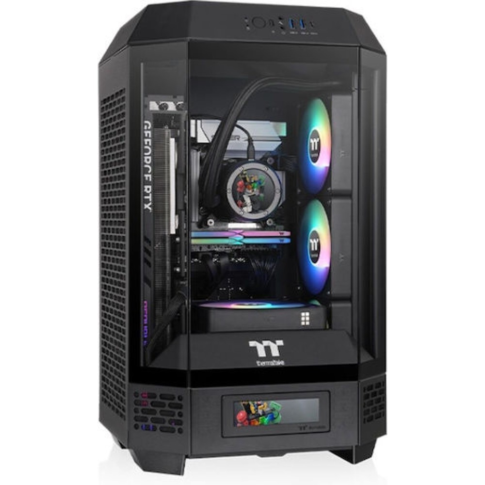 Thermaltake The Tower 250 Gaming Mini Tower Κουτί Υπολογιστή με Πλαϊνό Παράθυρο και RGB Φωτισμό Μαύρο