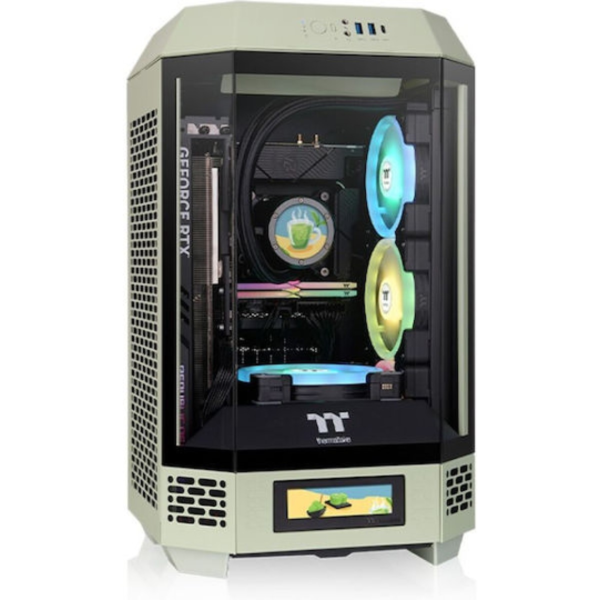 Thermaltake The Tower 250 Gaming Mini Tower Κουτί Υπολογιστή με Πλαϊνό Παράθυρο και RGB Φωτισμό Matcha Green