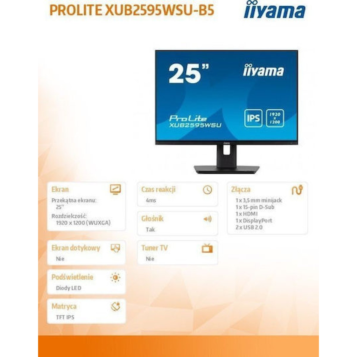 Iiyama ProLite XUB2595WSU-B5 IPS Monitor 25