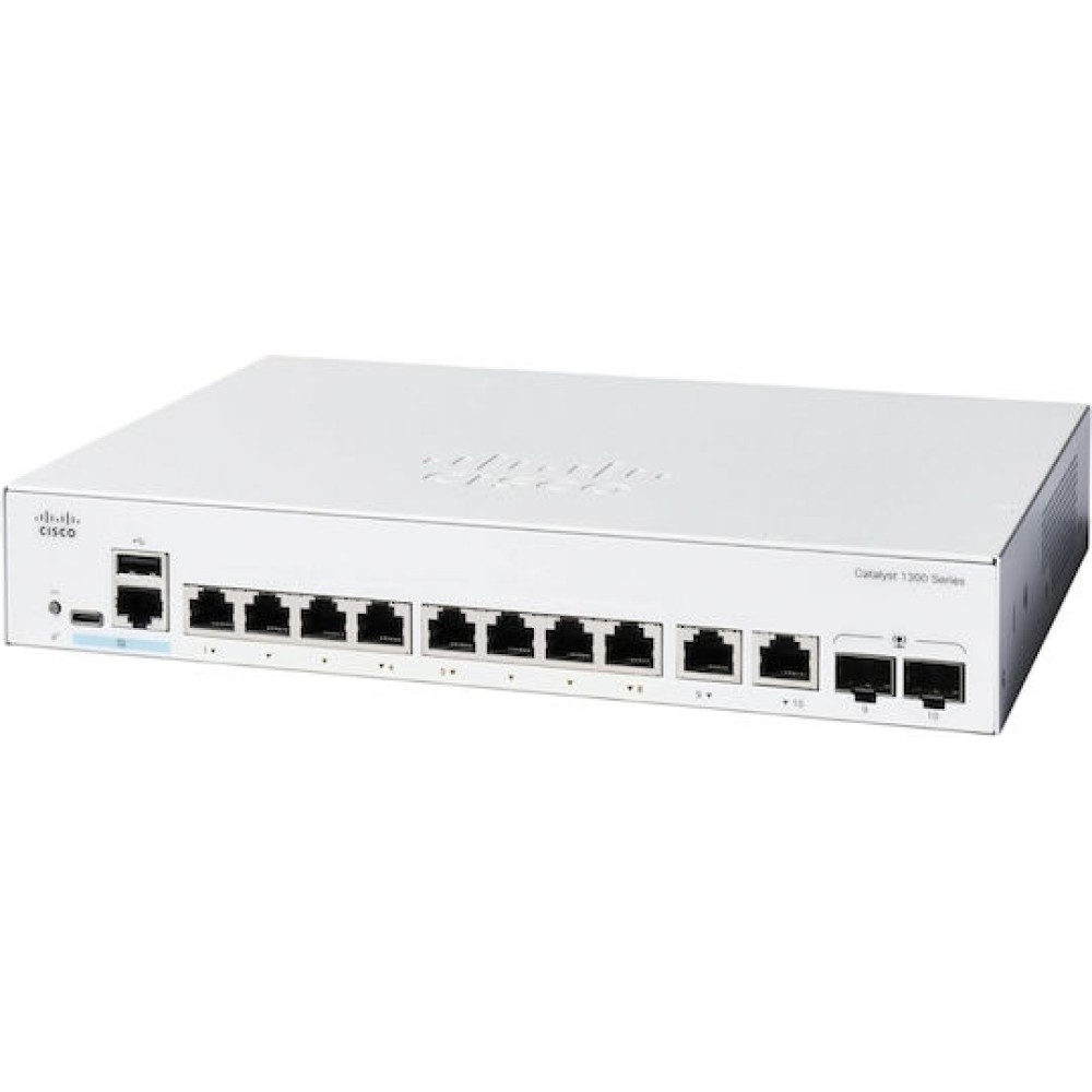 Cisco Catalyst C1300-8T-E-2G Managed L2 Switch με 10 Θύρες Gigabit (1Gbps) Ethernet και 2 SFP Θύρες