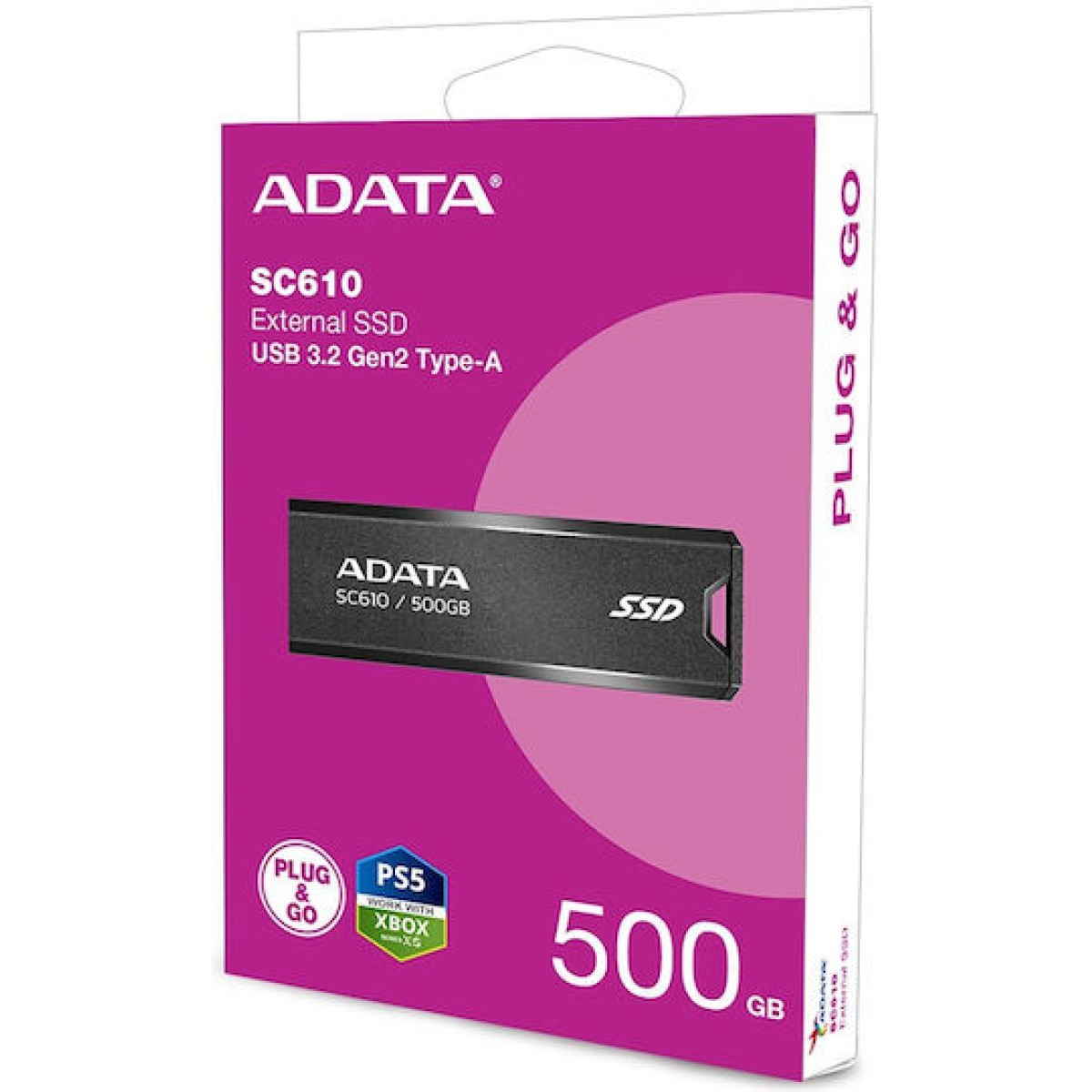 Adata SC610 500GB USB 3.2 SSD Stick Μαύρο