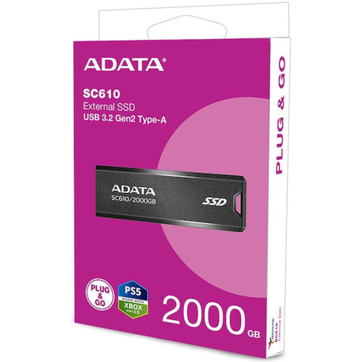 Adata SC610 USB 3.2 Εξωτερικός SSD 2TB Μαύρο