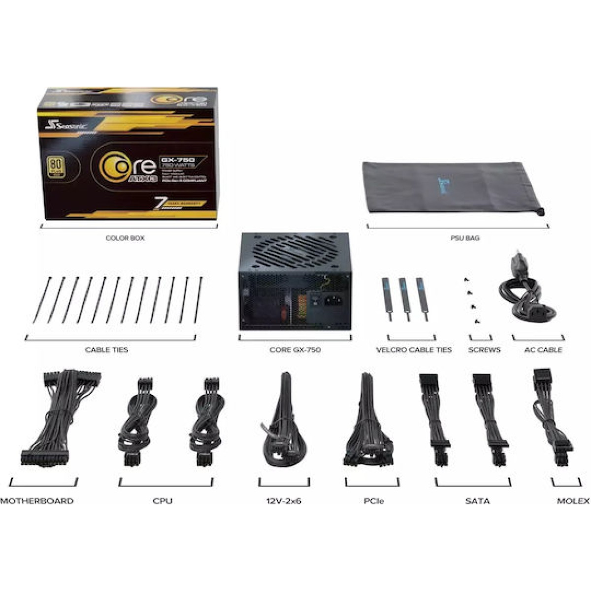Seasonic Core GX ATX 3 (2024) 750W Μαύρο Τροφοδοτικό Υπολογιστή Full Modular 80 Plus Gold
