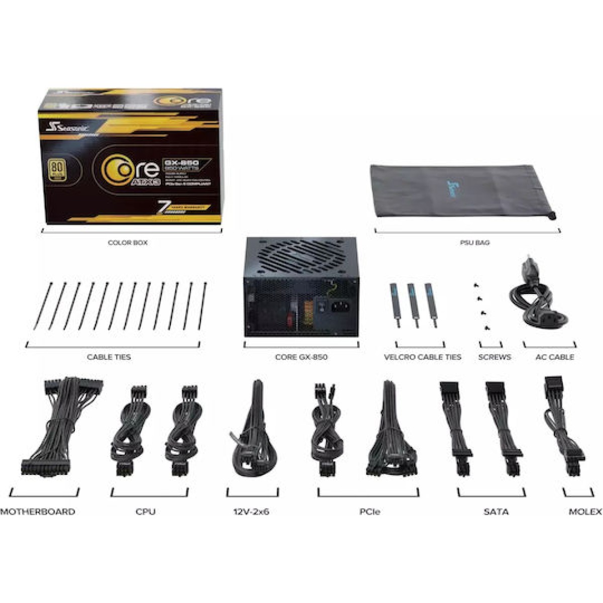 Seasonic Core GX ATX 3 (2024) 850W Μαύρο Τροφοδοτικό Υπολογιστή Full Modular 80 Plus Gold